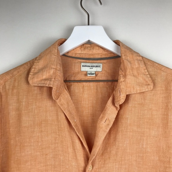 Banana Republic Orange Linen Button Down Shirt - Picture 5 of 12
